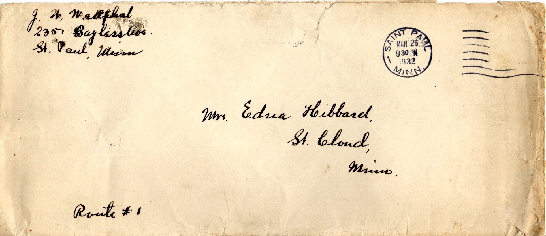 envelope used to send poem