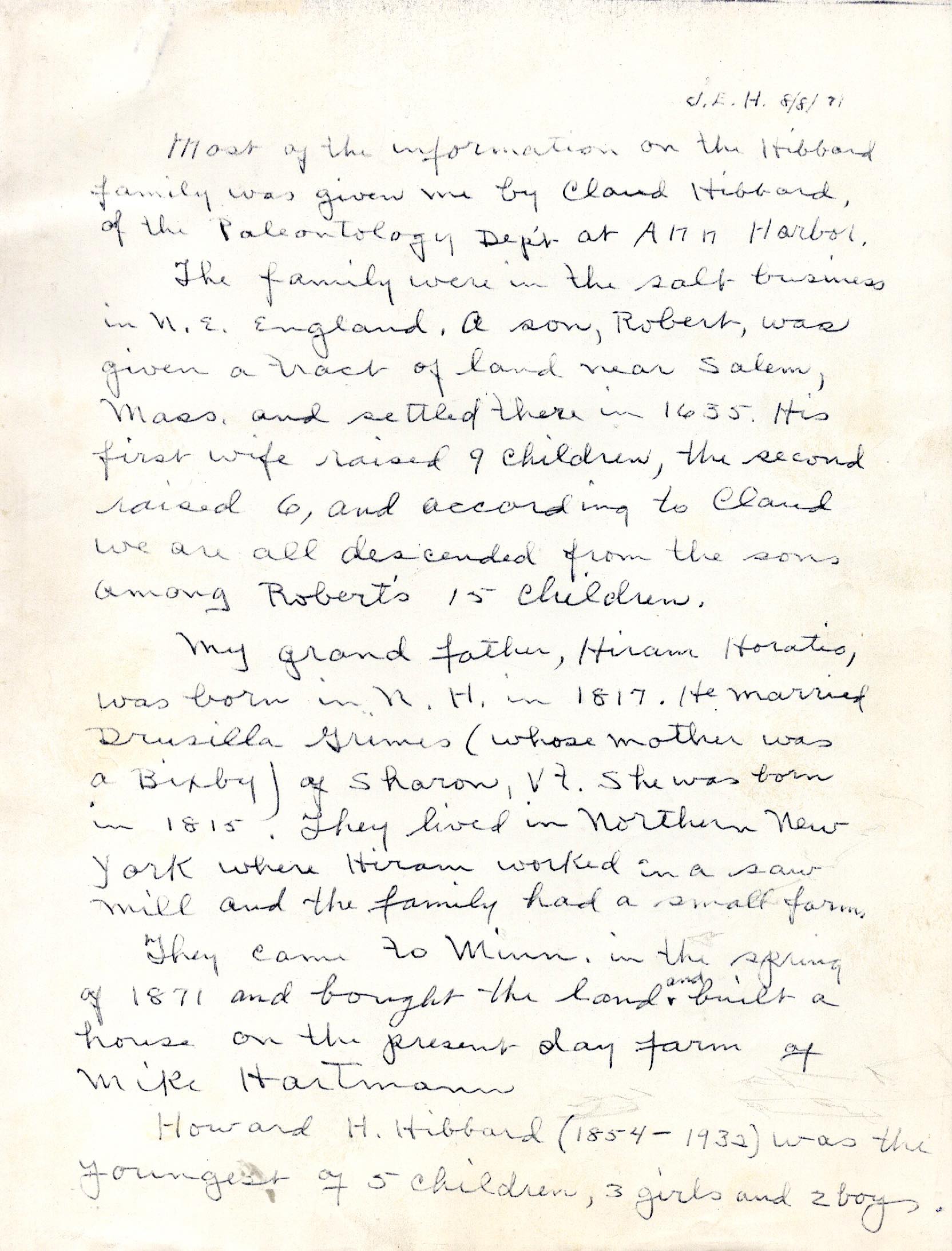 History of Hibbard family