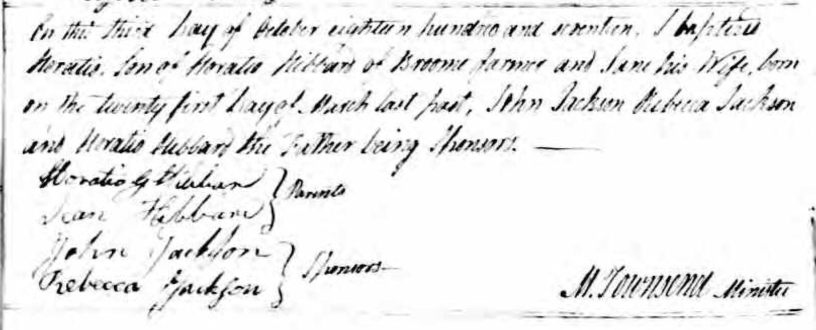 Baptismal record for Horatio Hibbard, 1817
