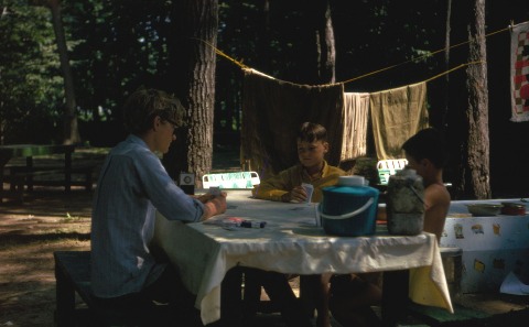 Playing cards at the campground in Burlington