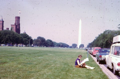 Mom resting on the capitol mall