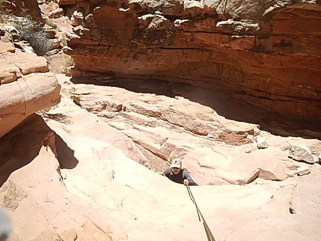 Al descending with rope in Dang canyon
