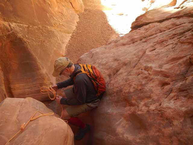 Al descending with rope in Dang canyon