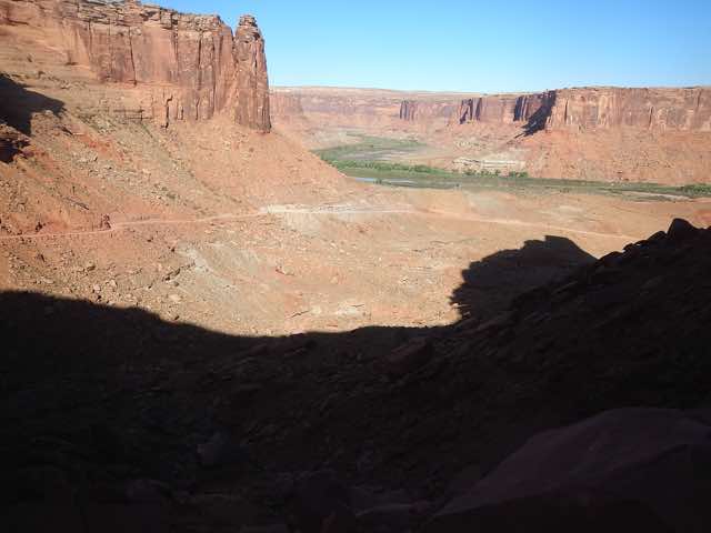 Green River below and I am up to the first hairpin turn. (8:50)