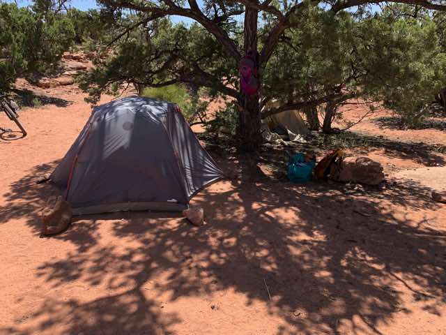 Our tent setup for our third day at Horsethief Campground